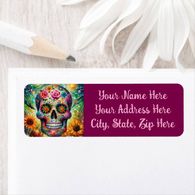 Sugar Skull Dia Day of the Dead Return Address (Insitu)