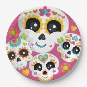 Sugar Skull Dia de La Muerte Halloween Birthday Paper Plate