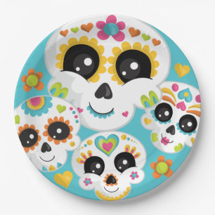 Sugar Skull Dia de La Muerte Halloween Birthday Paper Plate