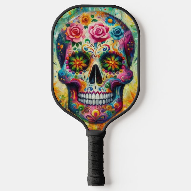 Sugar Skull Dia De Los Muertos Day of the Dead Pickleball Paddle (Front)