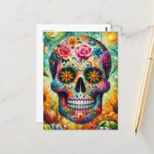 Sugar Skull Dia De Los Muertos Day of the Dead Postcard