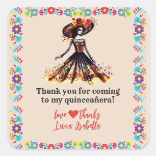 Sugar Skull Dia de los Muertos Day of the Dead Square Sticker