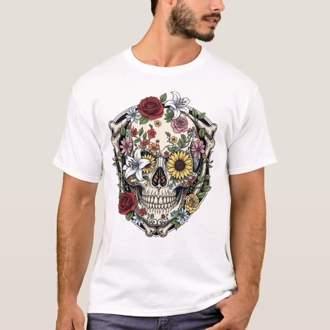 Sugar Skull Dia De Los Muertos Day of the Dead  T-Shirt (Front)