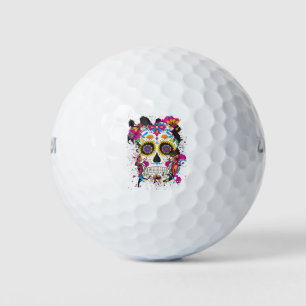 Sugar skull dia de los muertos golf balls