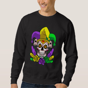Sugar Skull Dia De Los Muertos Jester Mardi Gras P Sweatshirt