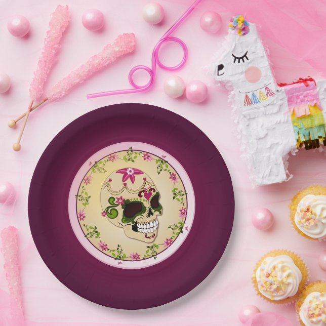Sugar Skull Día De Los Muertos Paper Plate (Party)