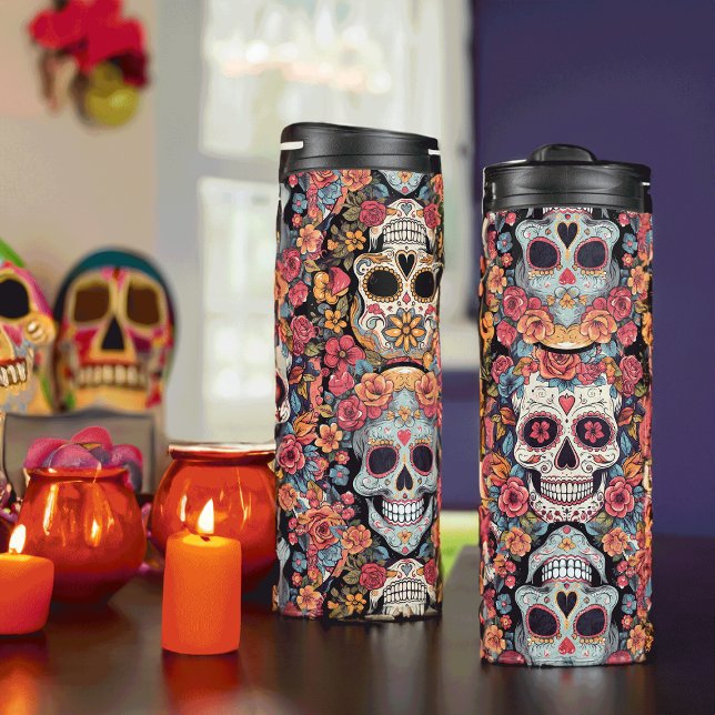 Sugar Skull Dia de Los Muertos Thermal Tumbler (Creator Uploaded)