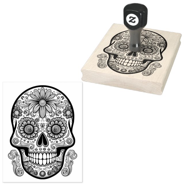 Sugar Skull  ☠️ Día de Muertos Rubber Stamp (Stamped)
