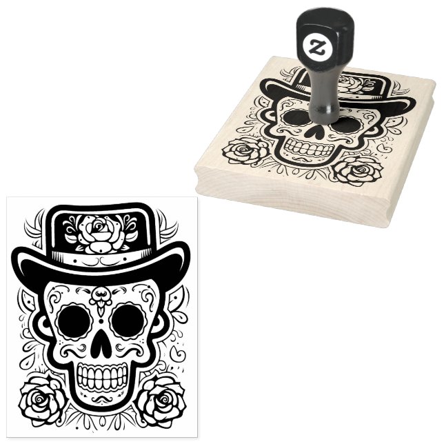 Sugar Skull  💀 Día de Muertos Rubber Stamp (Stamped)