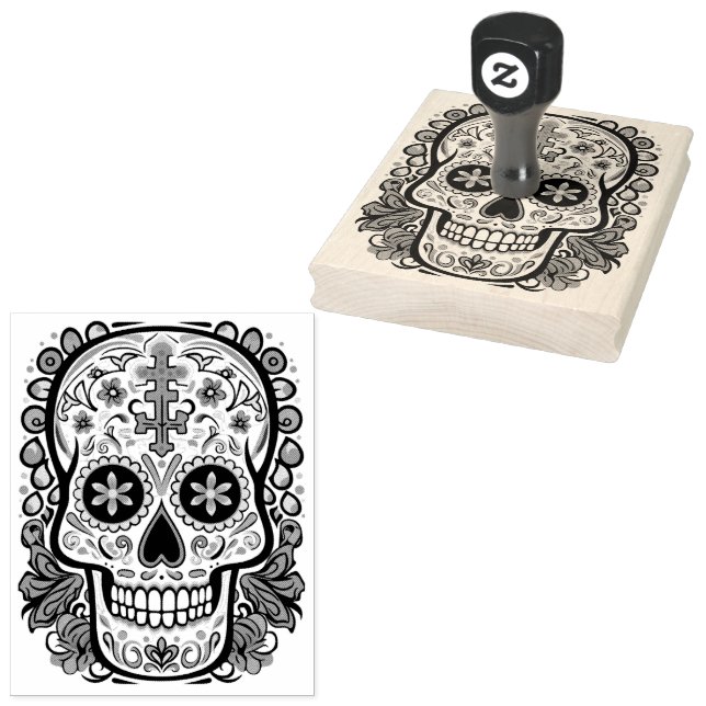 Sugar Skull  ☠️ 💀Día de Muertos Rubber Stamp (Stamped)