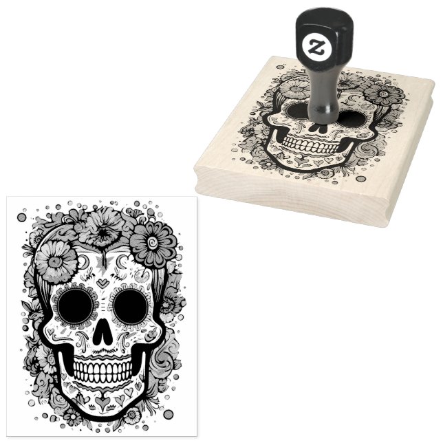 Sugar Skull  ☠️ Día de Muertos Rubber Stamp (Stamped)