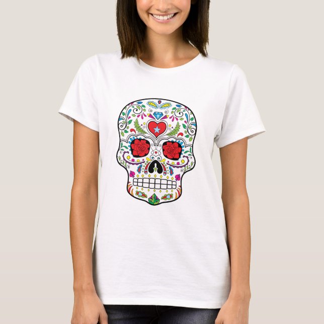 Sugar Skull Dia Des Los Muertos Styled Products T-Shirt (Front)
