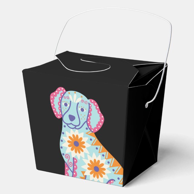 Sugar Skull Dog Black Halloween Party Favour Box (Front)