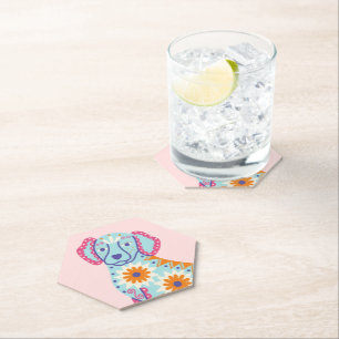 Sugar Skull Dog Day of the Dead Paper Coaster