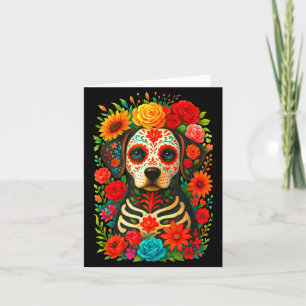 Sugar Skull Dog Dia De Muertos Halloween Day Of Card