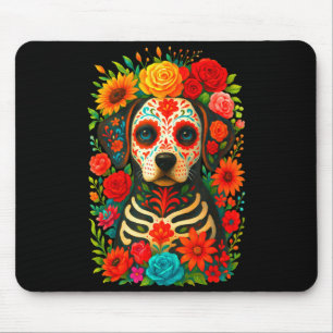 Sugar Skull Dog Dia De Muertos Halloween Day Of Mouse Mat