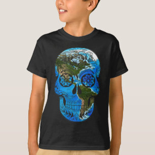 Sugar Skull Earth Day - Day Of The Dead Earth T-Shirt