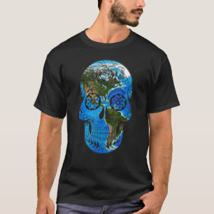 Sugar Skull Earth Day Day Of The Dead Earth T-Shirt
