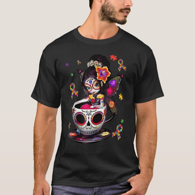 Sugar Skull Fairy Figurine Itu2019s Ok To Be Diffe T-Shirt (Front)