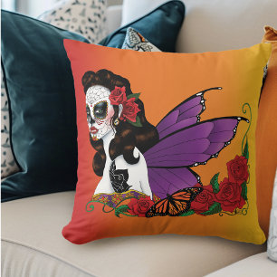Sugar Skull Fairy Sunset Cushion
