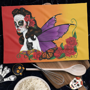 Sugar Skull Fairy Sunset Tea Towel