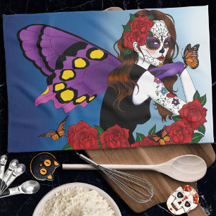 Sugar Skull Fairy Tea Towel