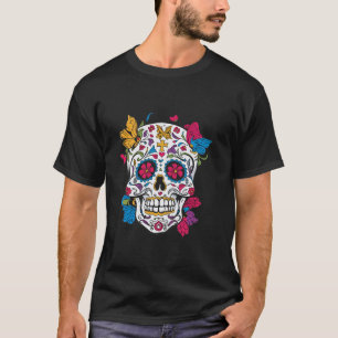 Sugar Skull Floral Colourful Skull T Shirt