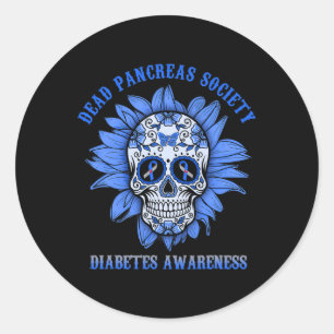 Sugar Skull Flower Dead Pancreas Society Diabetes Classic Round Sticker