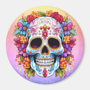 Sugar Skull & Flowers Magnet