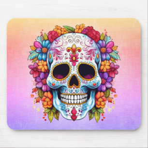 Sugar Skull & Flowers Mouse Mat