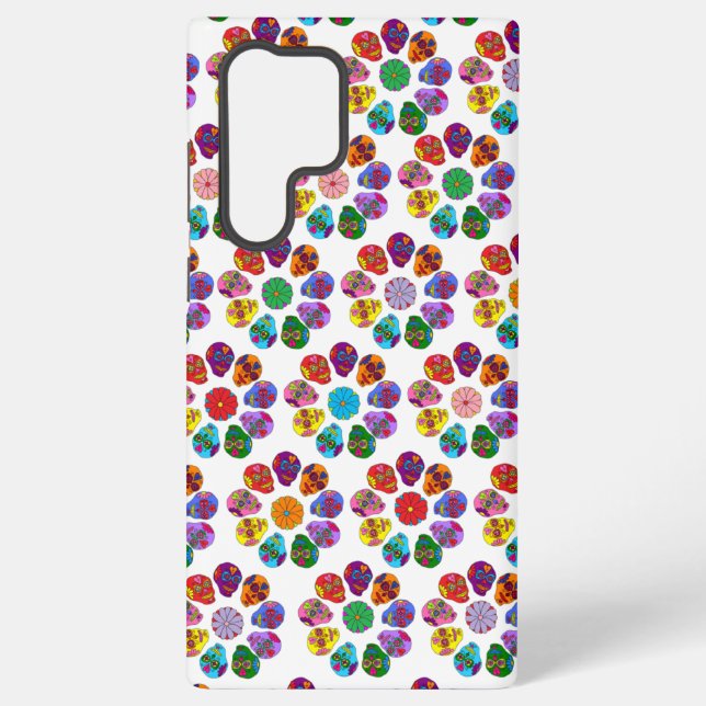 Sugar Skull Flowers Samsung Galaxy S22 Ultra Case (Back)