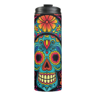 Sugar Skull Folk Art Day of the Dead Halloween  Thermal Tumbler