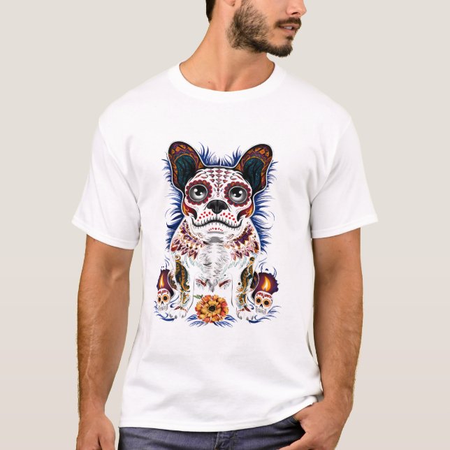 Sugar Skull French Bulldog T-Shirt (Front)