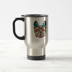 Sugar Skull Frenchie Travel Mug