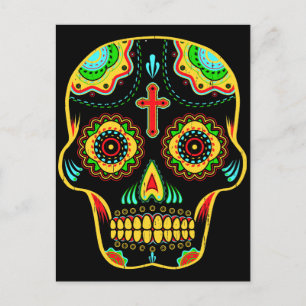 Sugar skull full colour postcard