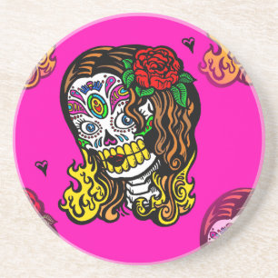 sugar skull girl coaster