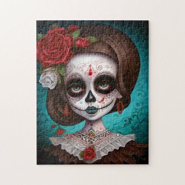 Sugar Skull Girl Day Of The Dead Jigsaw Puzzle (Vertical)