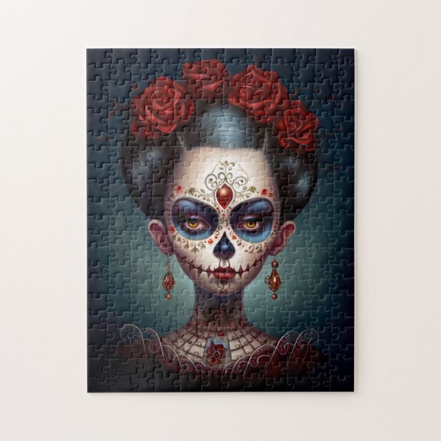 Sugar Skull Girl Day Of The Dead Jigsaw Puzzle (Vertical)