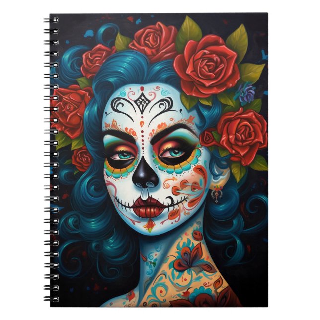 Sugar Skull Girl Day Of The Dead Notebook (Front)