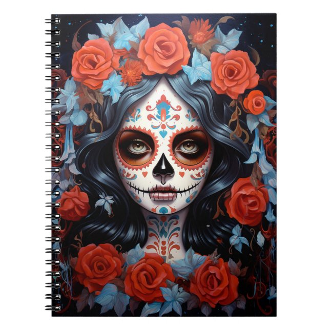 Sugar Skull Girl Day Of The Dead Notebook (Front)