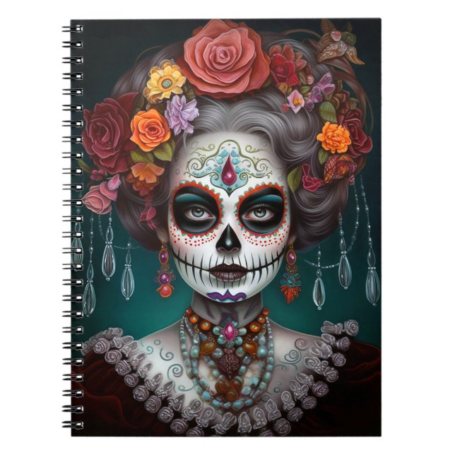 Sugar Skull Girl Day Of The Dead Notebook (Front)