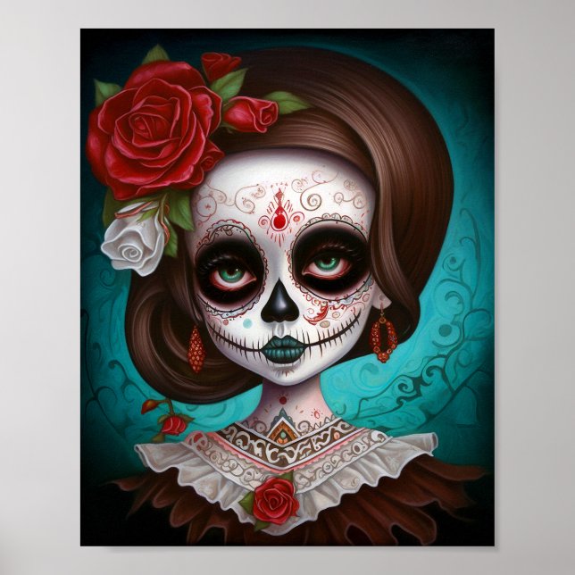 Sugar Skull Girl Day Of The Dead Poster (Front)