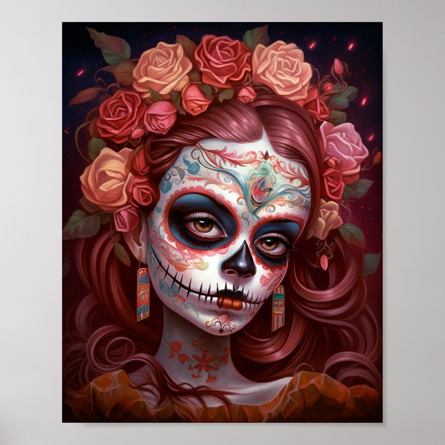Sugar Skull Girl Day Of The Dead Poster (Front)