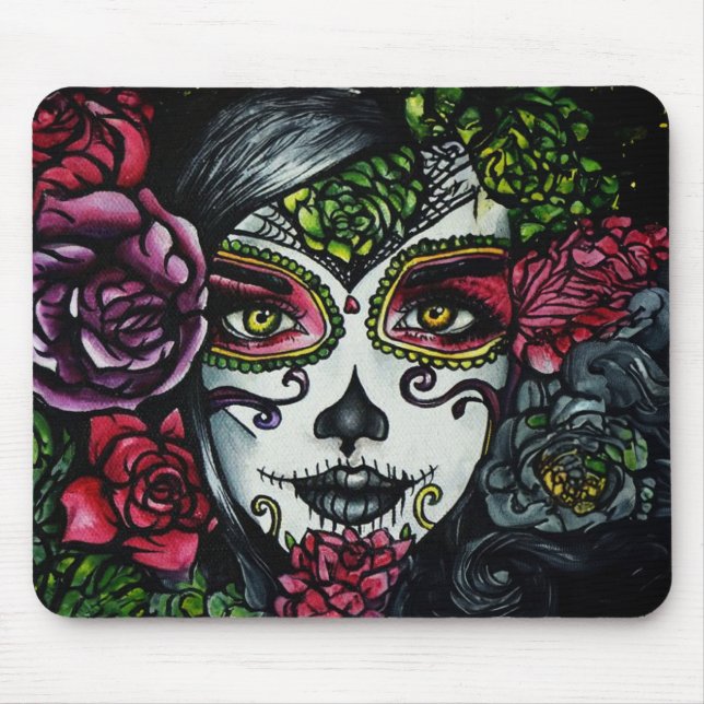 Sugar Skull Girl, Dia de los Muertos #8 Mouse Mat (Front)