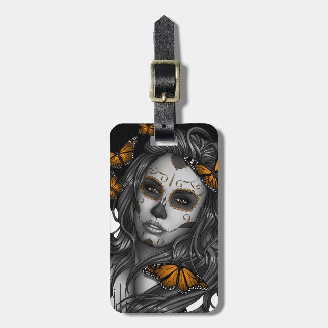 Sugar Skull Girl Luggage Tag (Front Vertical)