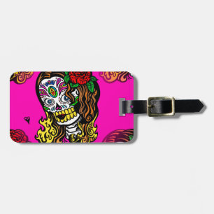 sugar skull girl luggage tag