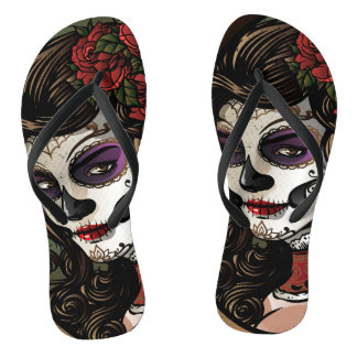 Sugar Skull girl - Pair of Flip Flops