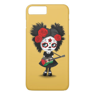 Sugar Skull Girl Playing Palestinian Flag Guitar iPhone 8 Plus/7 Plus Case