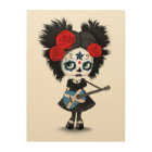 Sugar Skull Girl Playing Scottish Flag Guitar