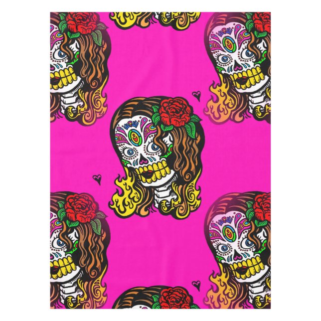 sugar skull girl table cloth tablecloth (Front)